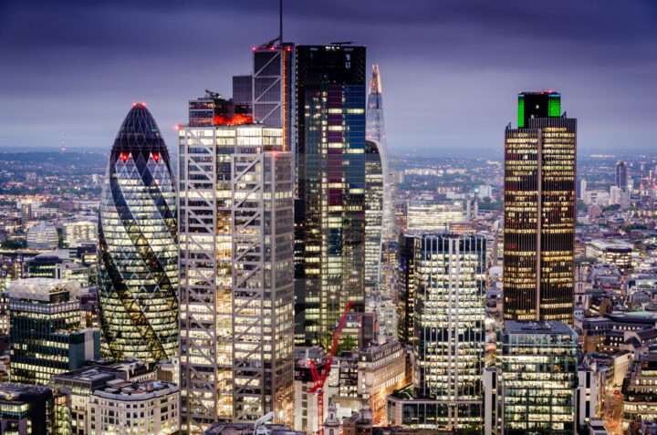 view of london skyscrapers