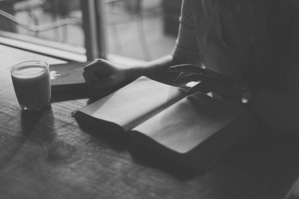 woman reading book