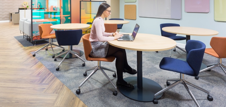 a colleague enjoying flexible working in birmingham brindley place coworking office space