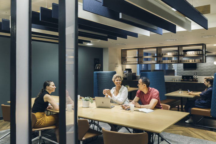 workers enjoying flexible office space in landmark bevis marks